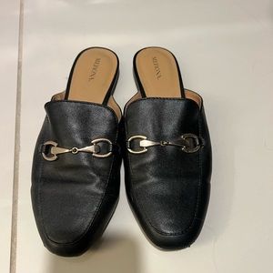 Black pleather loafers